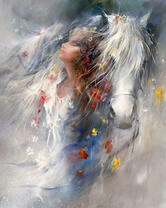 Девушка и белая лошадь