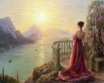 Девушка на балконе над бухтой