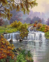 Пейзаж осеннего леса с рекой