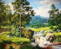 Красивый пейзаж с бурной рекой