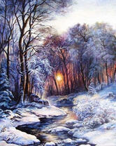 Красивый зимний пейзаж у реки