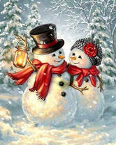 Милая пара снеговиков