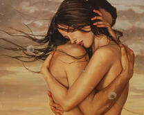 Трогательная пара и одуванчики