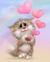 Котёнок с сердечками