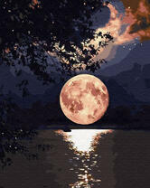 Огромная луна над озером