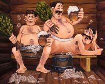 Мужики с пивом в бане