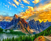 Лучи солнца в горах