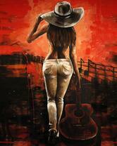 Девушка в шляпе и гитарой в руках