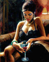 Сексуальная дама с бокалом вина