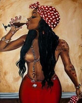 Обнаженная латино-американка с бокалом вина