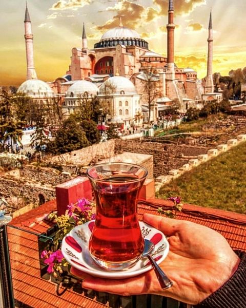 Алмазная мозаика 40x50 Чай в Стамбуле на фоне мечети