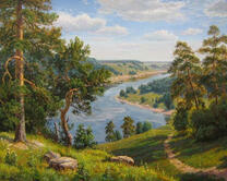 Пейзаж с горы на реку