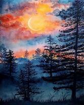 Яркая луна в ночи