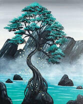 Дерево на скале в японском стиле