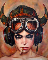 Алмазная вышивка Colibri «Девушка в шлеме с сигаретой»