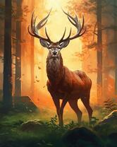 Олень в лесу (худ. Яковец Е.)