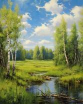 Молодые березки в весенний день