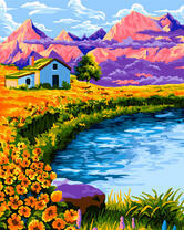 Одинокий домик на цветущем лугу