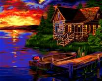 Рыбацкая хижина на закате