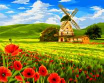 Ветряная мельница на маковом поле