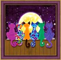 Коты на фоне полной луны