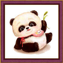 Малыш панда с веточкой бамбука