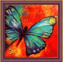 Бабочка на красном фоне