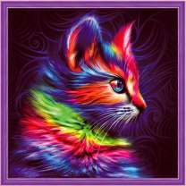 Цветной котенок в профиль