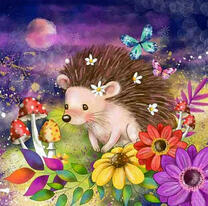 Милый ёж и красивые цветы