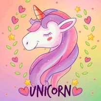 Фиолетовая грива мультяшного единорога