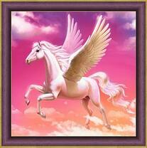 Пегас на фоне розового неба