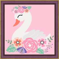 Белый лебедь среди цветов