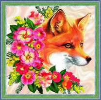 Лисичка в ярких цветах