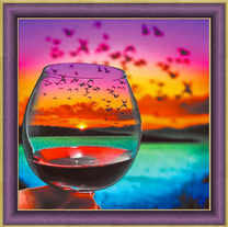 Бокал вина на морском фоне