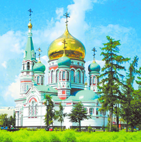 Вид храма в яркий летний день