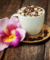 Чашечка кофе и нежная орхидея