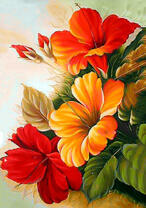 Яркие цветочки тёплых тонов