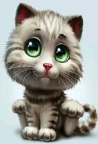 Серый зеленоглазый котёнок