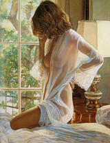 Полуобнаженная девушка на кровате