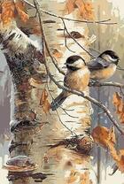 Две синички на берёзе