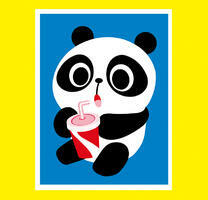 Медвежонок-панда с кока-колой