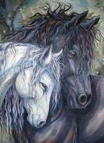 Белый и вороной кони