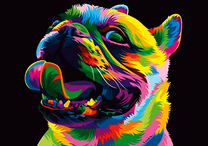 Веселый разноцветный мопс