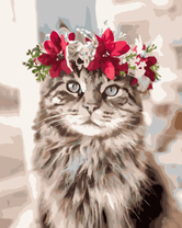 Кошечка с красным веночком на голове