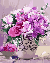 Фиолетовый букет с розами и лилиями