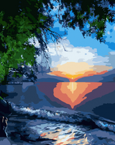 Чудесный закат над морем