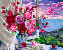 Букет роз на фоне моря