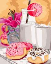 Пончики, молоко и лилия