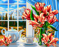 Пестрые лилии и набор для чая