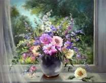 Цветочки на подоконнике